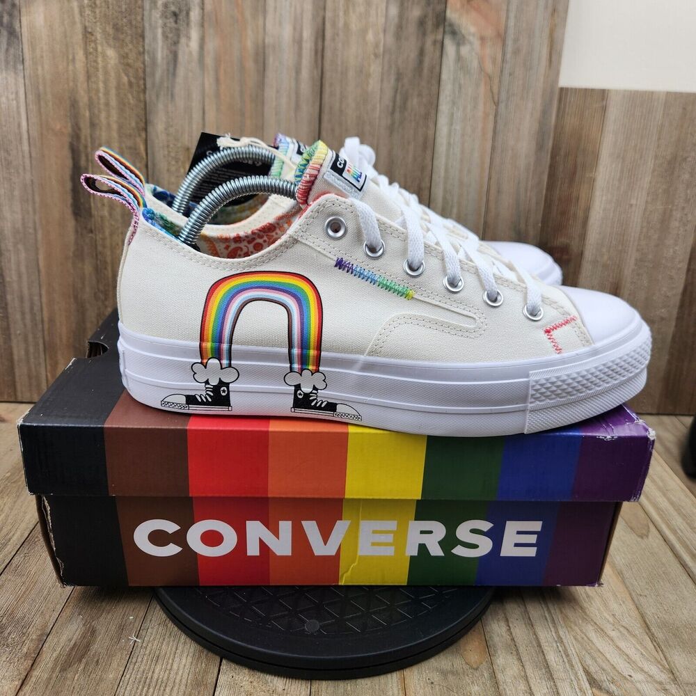 Converse CTAS Lift Ox PRIDE Mens 9 Women size 11 Canvas Platform Athletic Shoes